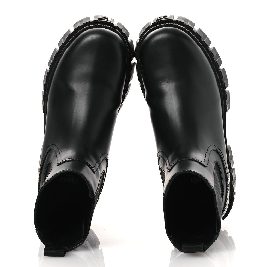 Fendi Calfskin Rubber Fendi Force Chelsea Boots 36 Black