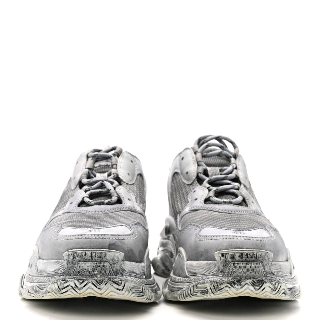 Balenciaga Fabric Mesh Dyed Mens Triple S Sneakers 45 Grey