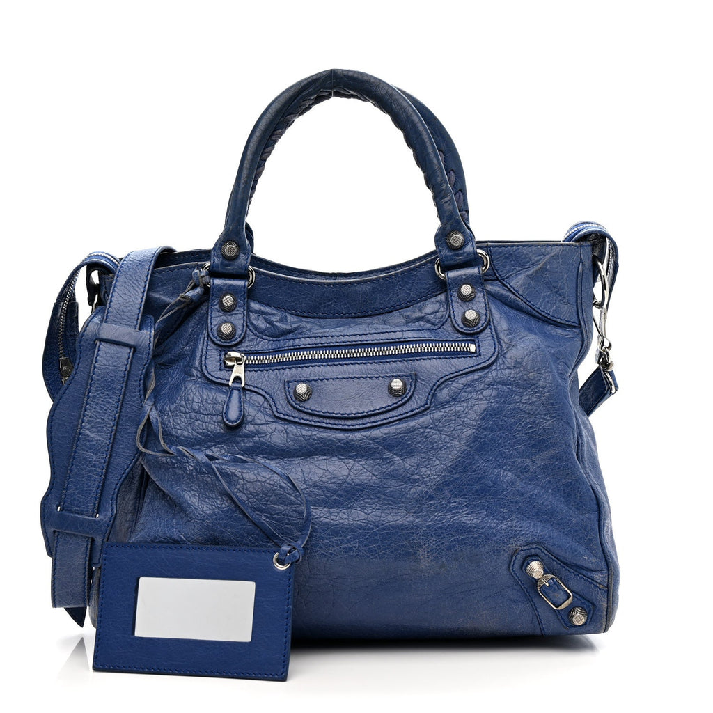 Balenciaga Agneau Giant 12 Silver Hardware Velo Bleu Glacier