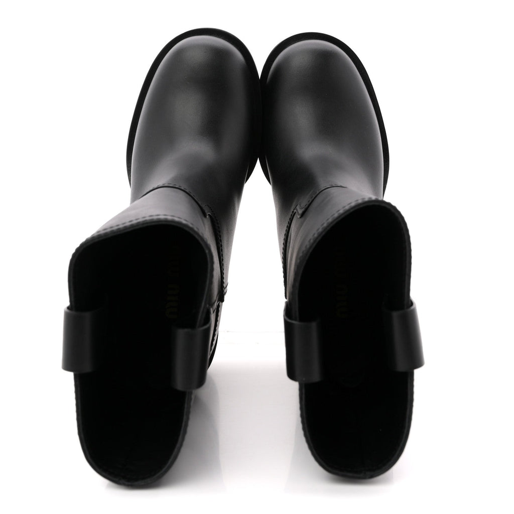 Miu Miu Calfskin Short Moto Boots 37 Black