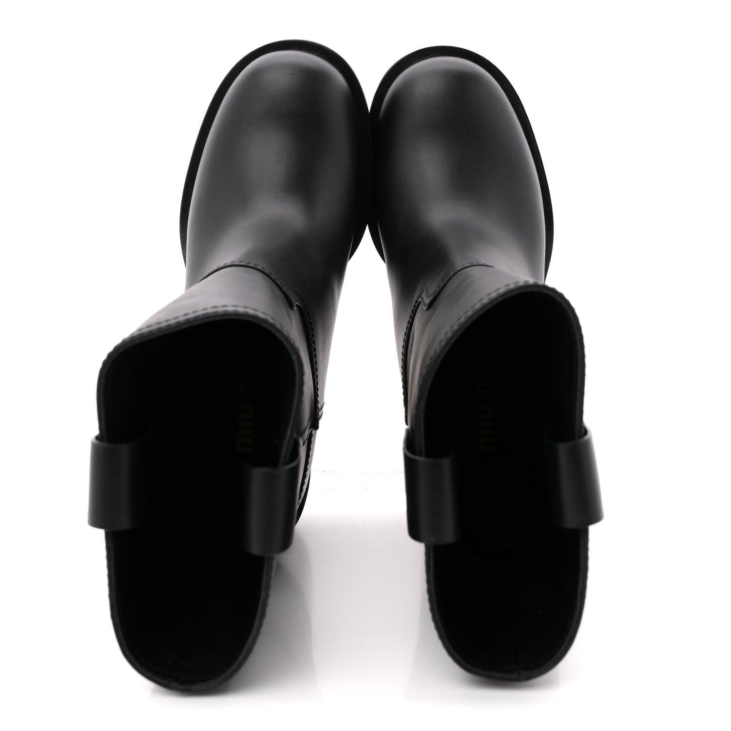 Miu Miu Calfskin Short Moto Boots 37 Black
