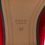 Gucci Velvet Horsebit Womens Jordaan Loafers 37 Hibiscus Red