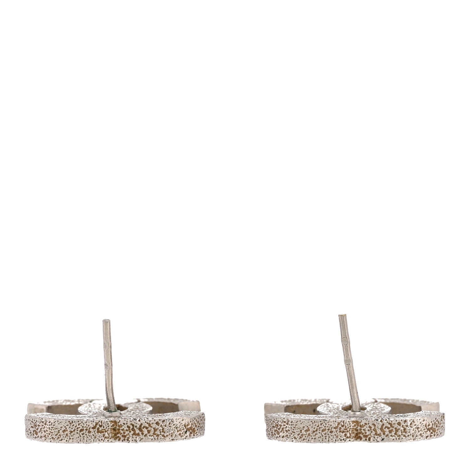 Chanel Glitter Resin CC Earrings Silver White