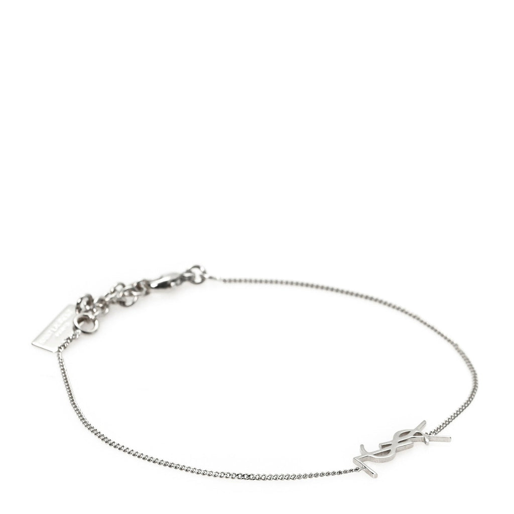 Saint Laurent Brass Monogram Charm Bracelet Silver