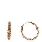 Chanel Lambskin CC Turnlock Chain Hoop Earrings Matte Gold Beige