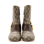 Gucci GG Supreme Monogram Malaga Kid Blondie 55mm Ankle Boots 35 Beige Ebony New Acero
