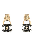 Chanel Metal Resin Crystal Pearl CC Lock Drop Earrings Gold Black