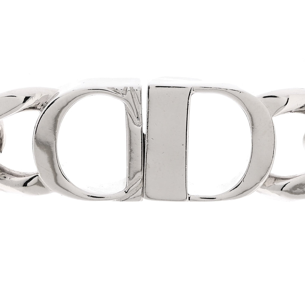 Christian Dior Metal CD Icon Chain Link Necklace Silver