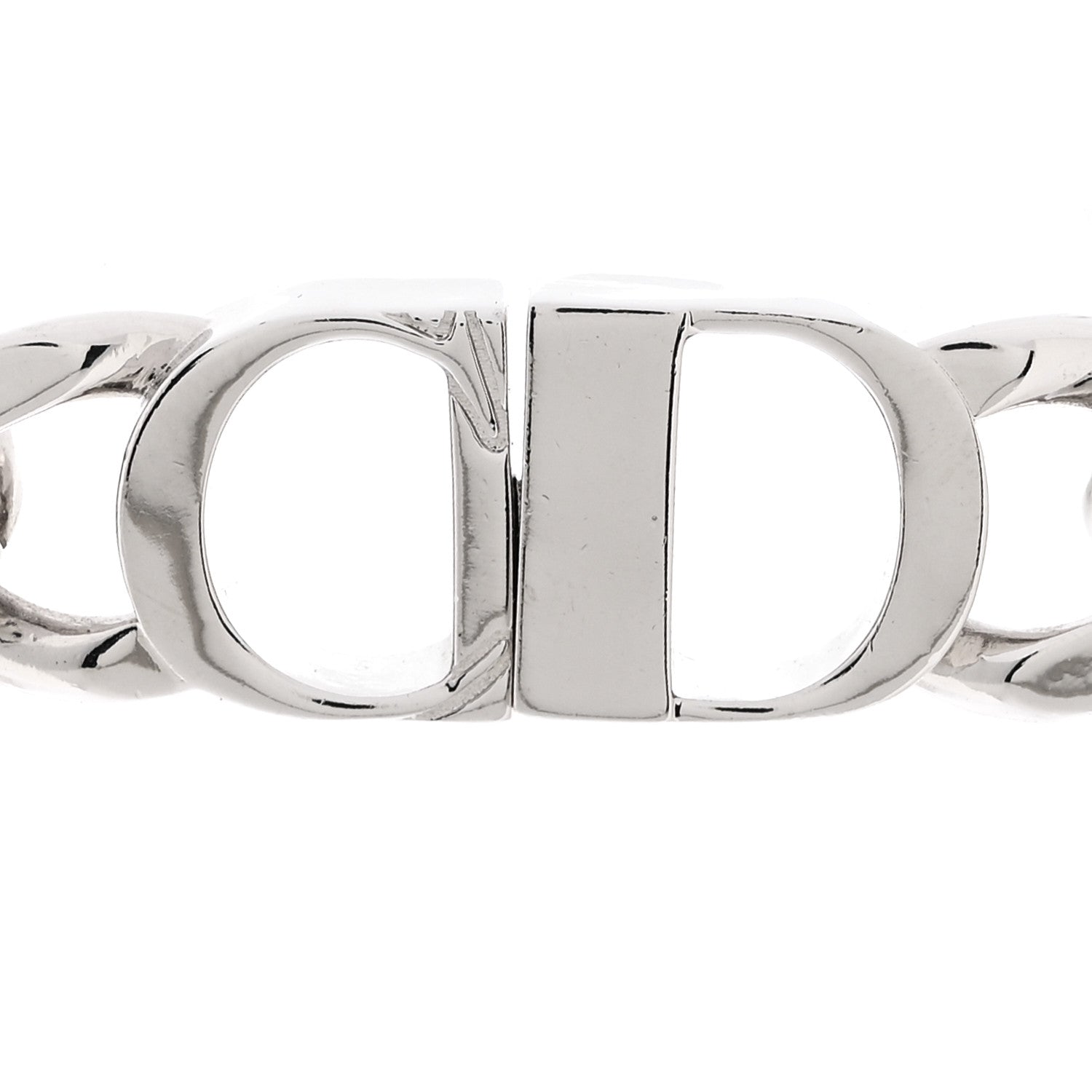 Christian Dior Metal CD Icon Chain Link Necklace Silver