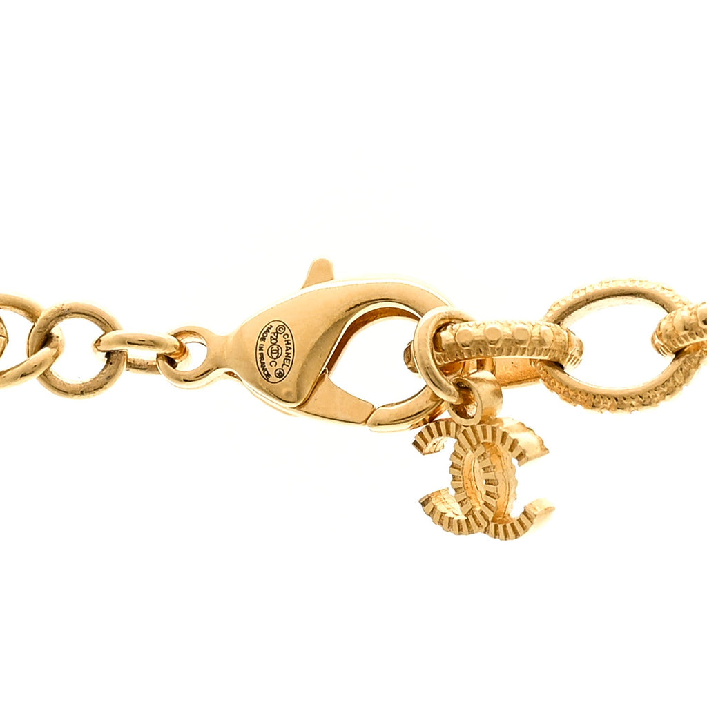 Chanel CC Padlock ID Dog Tag Charm Necklace Gold