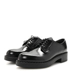 Prada Spazzolato Lace Up 50mm Loafers 39 Black