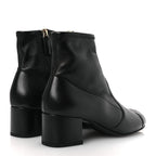 Chanel Stretch Lambskin Cap Toe CC Short Boots 36.5 Black