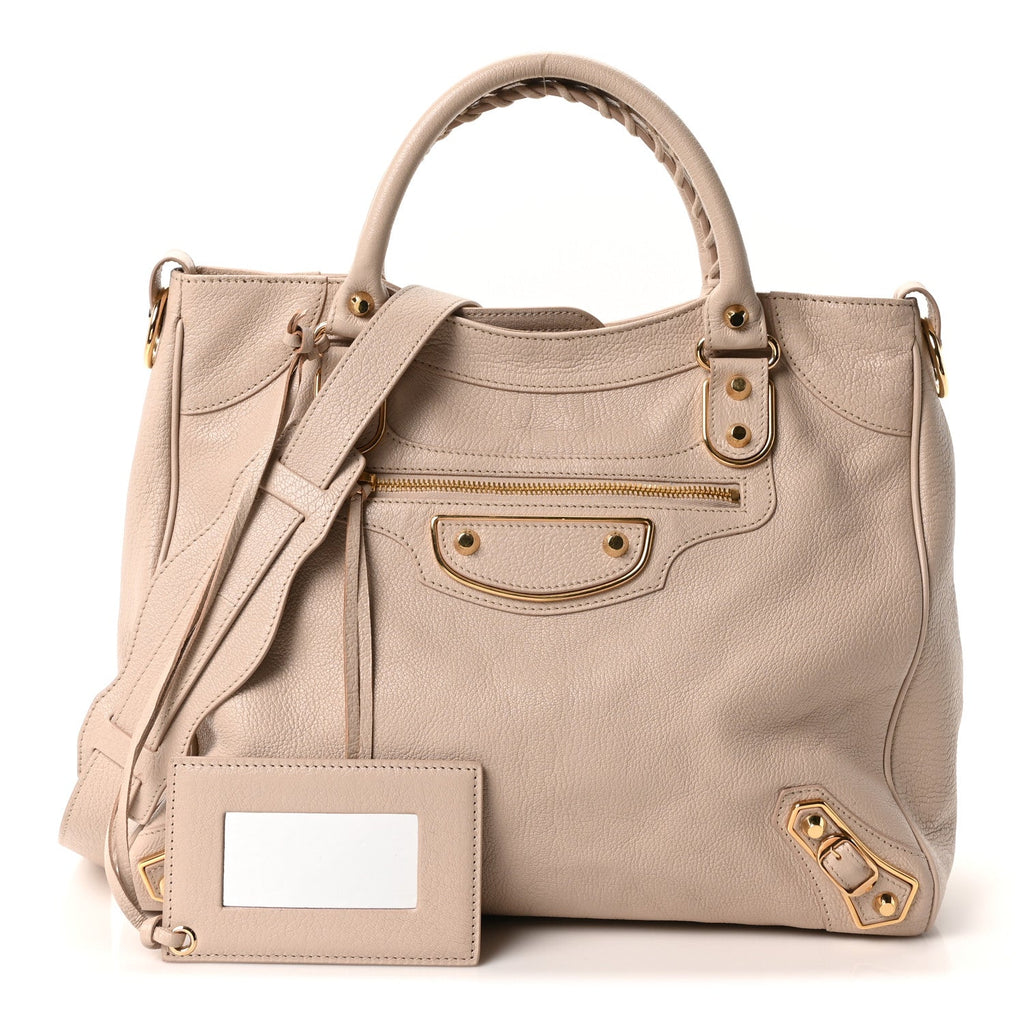 Balenciaga Chevre Gold Metallic Edge Hardware Velo Beige Praline
