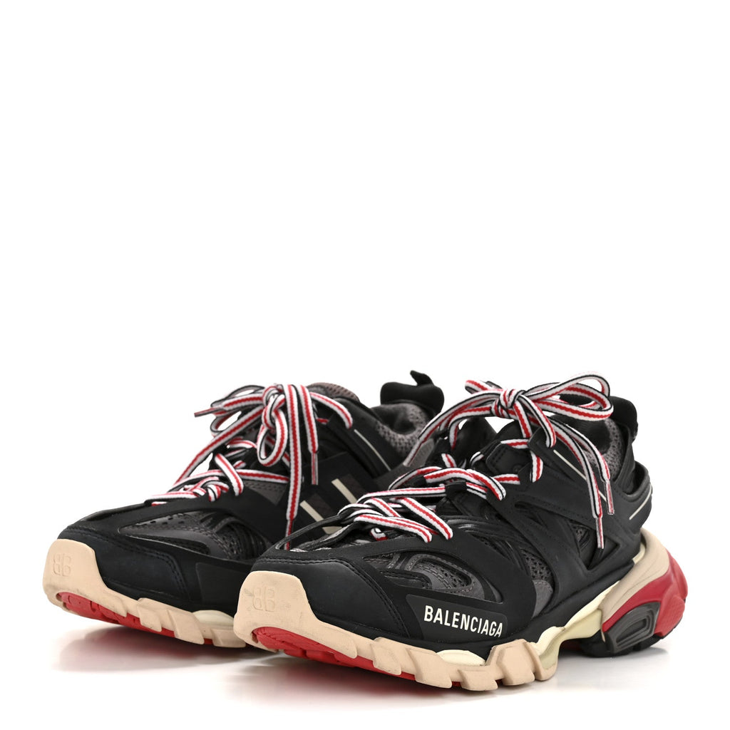 Balenciaga Mesh Nylon Fabric Womens Track Sneakers 35 Black Grey