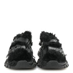 Balenciaga Faux Fur Rubber Mesh Womens Track Sandals 40 Black
