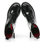 Gucci Spice Lux Nappa Web Combat Boots 40 Black