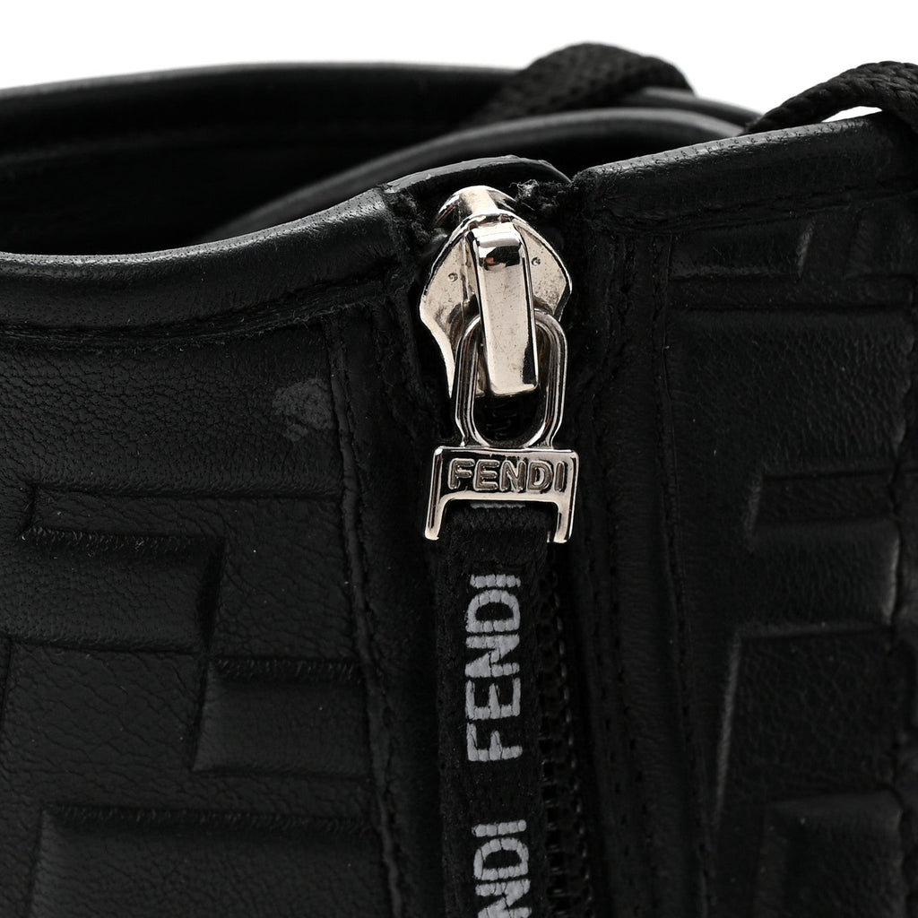 Fendi Nappa FF Embossed Womens Biker Boots 39.5 Black