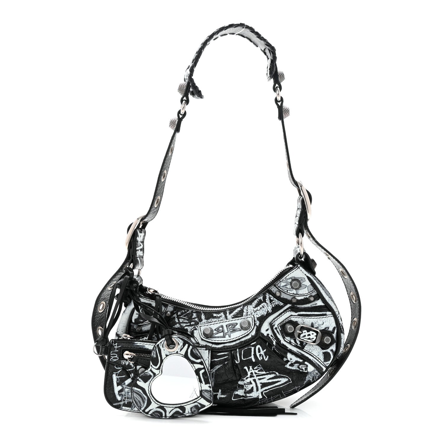 Balenciaga Agneau Arena Graffiti Le Cagole Shoulder Bag XS Black