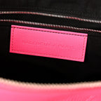 Balenciaga Calfskin Lizard Embossed Silver Hardware Work Rose Fluo
