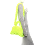 Balenciaga Faux Fur Medium Fluffy Hourglass Top Handle Bag Fluo Yellow