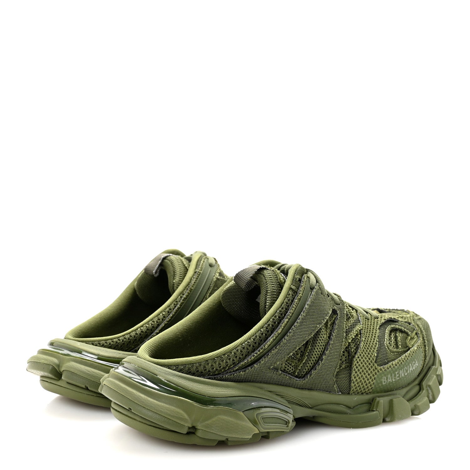 Balenciaga Mesh Rubber Mens Track Mules 41 Kaki