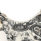 Balenciaga Agneau Arena Graffiti Le Cagole Shoulder Bag XS White Black