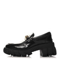 Gucci Magnum Calfskin Nappa Samoa Womens Horsebit Platform Chunky Lug Sole 40mm Loafers 40.5 Black