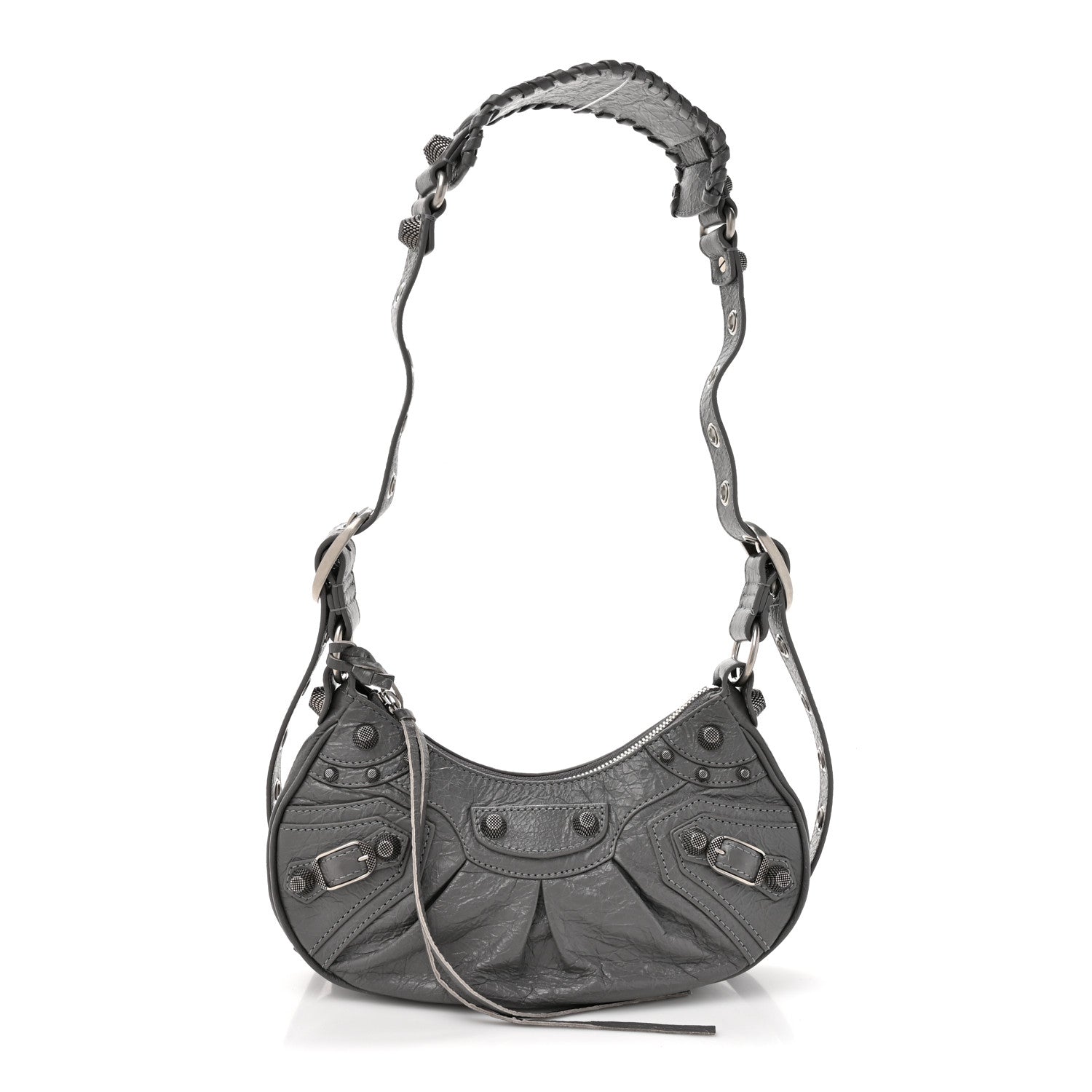 Balenciaga Agneau Arena Le Cagole Shoulder Bag XS Dark Grey