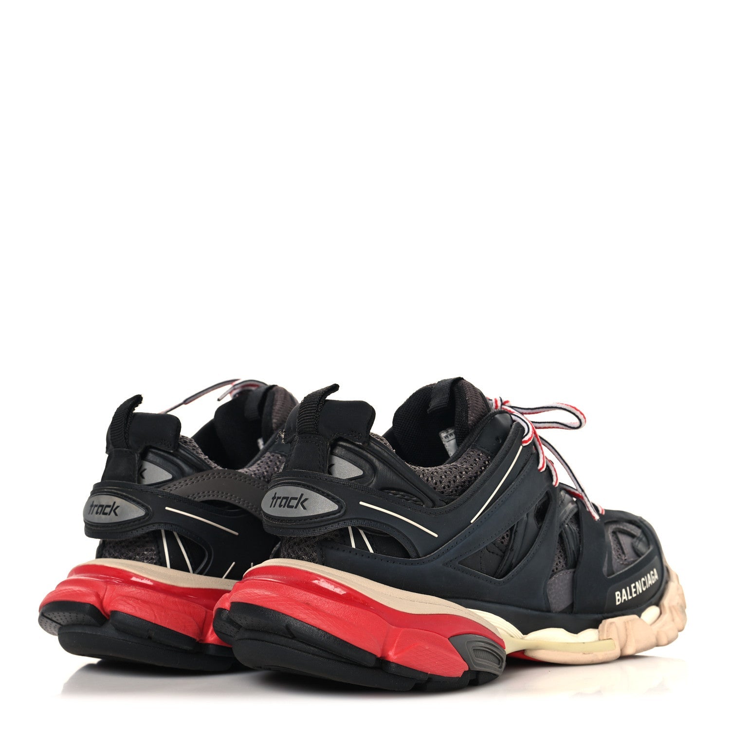 Balenciaga Mesh Nylon Womens Track Sneakers 39 Black Gris