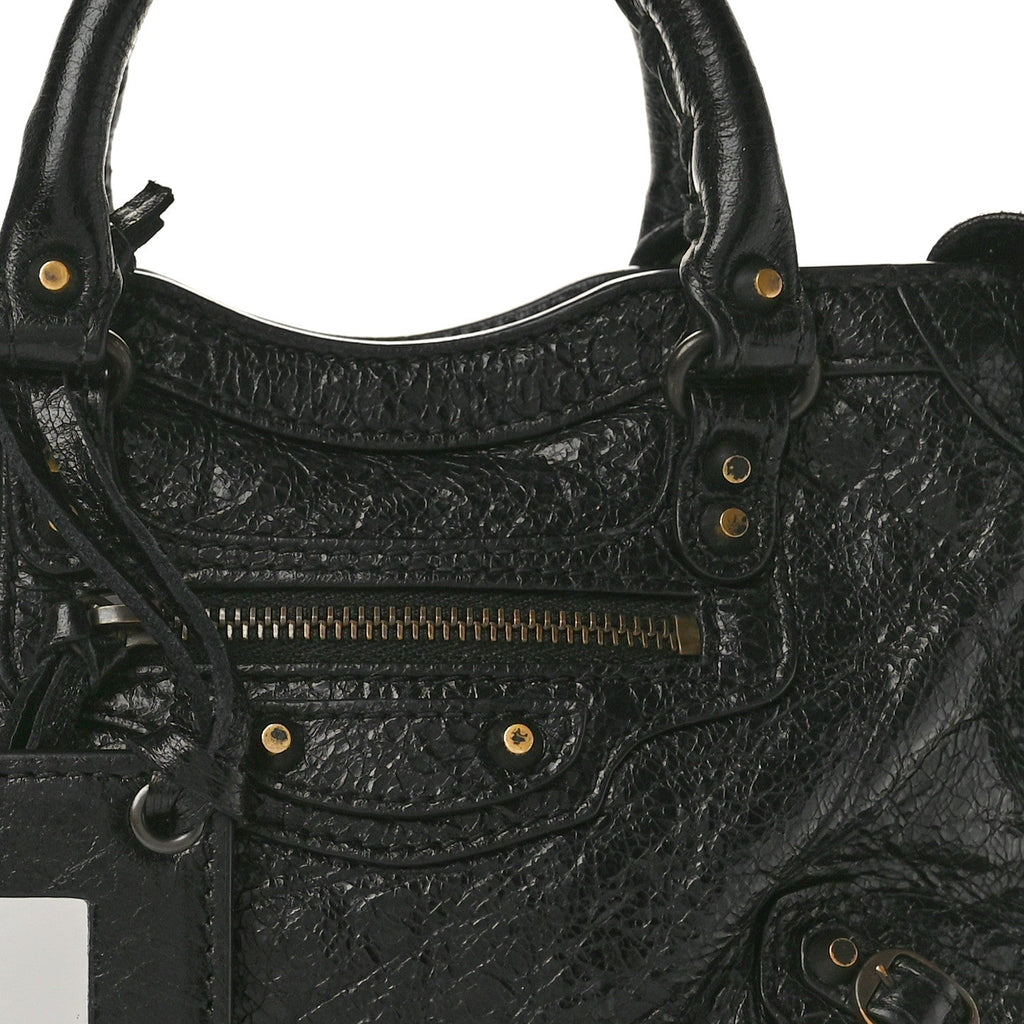 Balenciaga Agneau Classic Gold Hardware Nano City Black