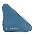 Balenciaga Calfskin M Triangle Pouch Bleu Persan