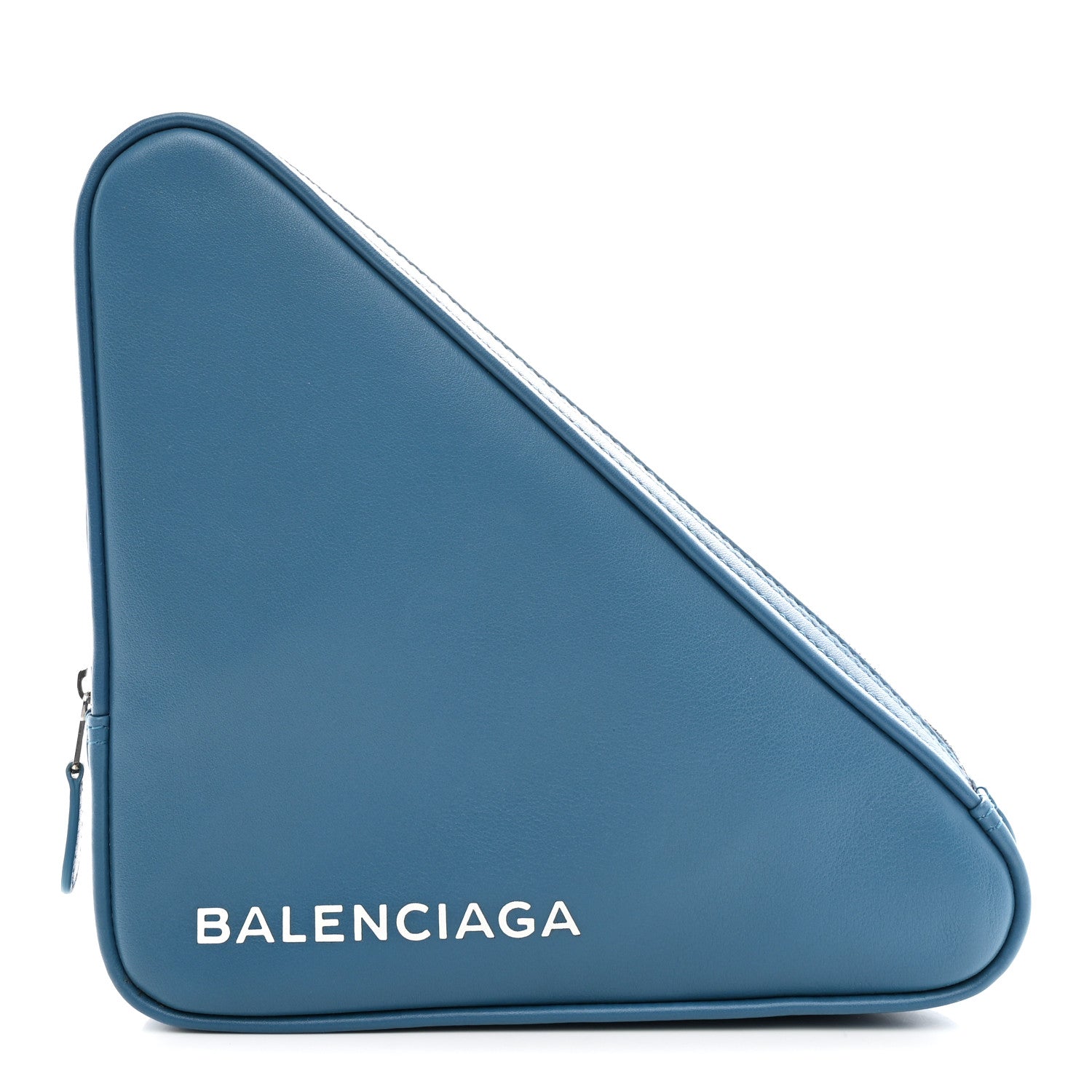 Balenciaga Calfskin M Triangle Pouch Bleu Persan