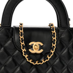 Chanel Shiny Aged Calfskin Quilted Nano Kelly Shopper Black