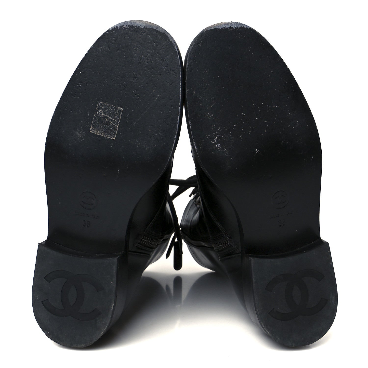 Chanel Calfskin Lace Up Combat Boots 38 Black