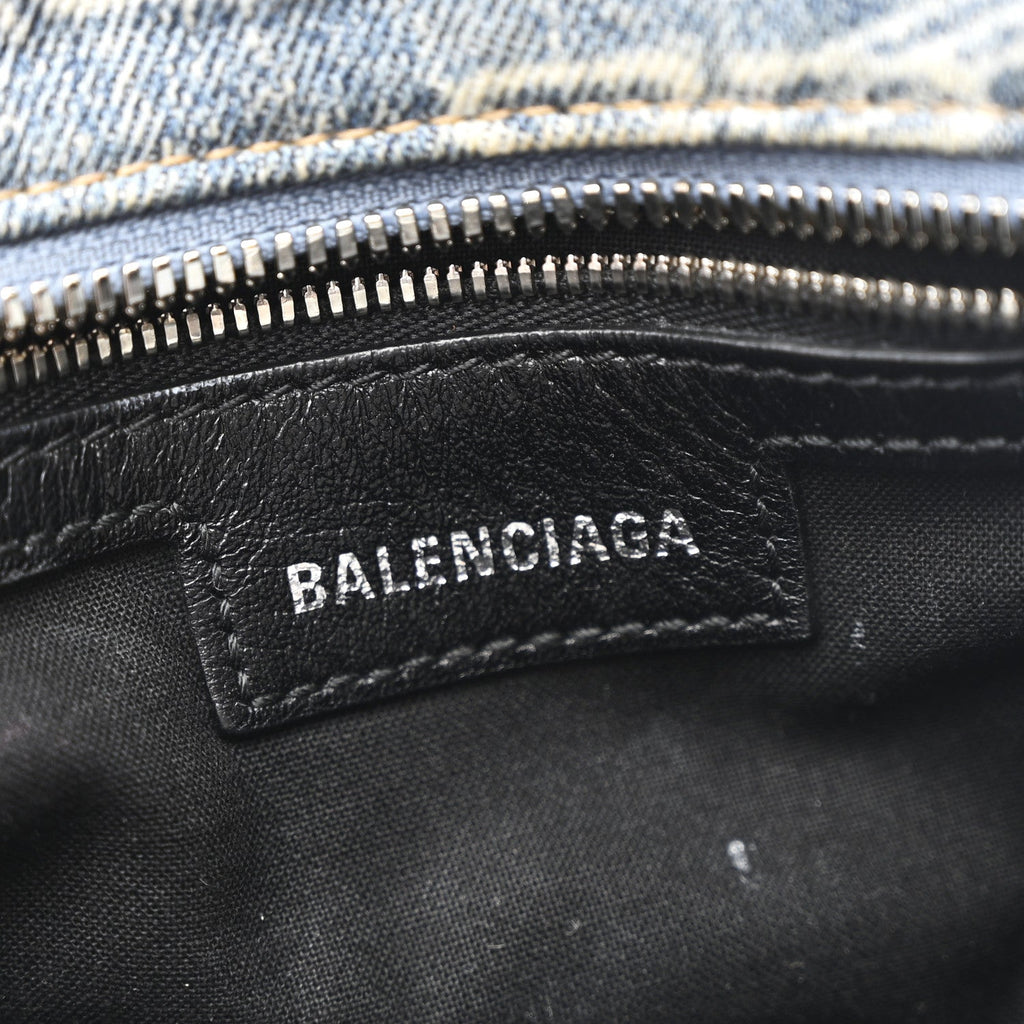 Balenciaga Denim BB Monogram Neo Cagole Handbag XS Blue