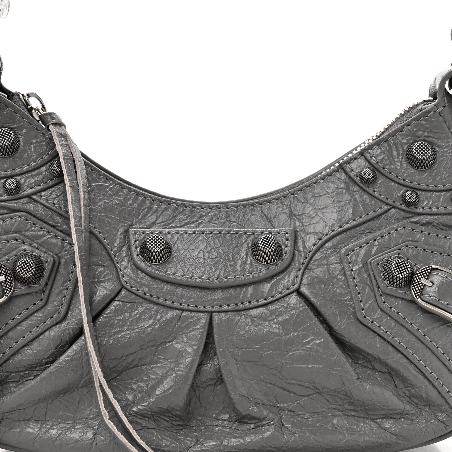 Balenciaga Agneau Arena Le Cagole Shoulder Bag XS Dark Grey