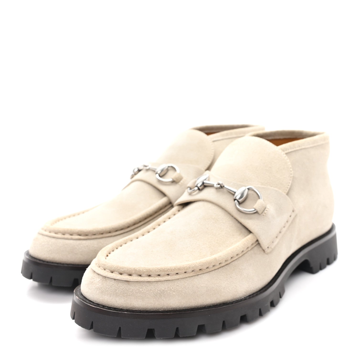 Gucci Suede Mens Horsebit Ankle Boots 8.5 Beige