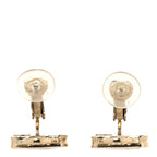 Chanel Metal Crystal Resin CC Top Handle Bag Clip On Earrings Pink White Gold
