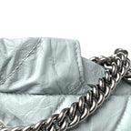 Balenciaga Crushed Calfskin Quilted Crush Small Tote Bag Light Blue