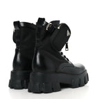 Prada Spazzolato Rois Nylon Metal Triangle Logo Monolith Pouch Pocket 55mm Boots 39 Black