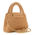 Chanel Braided Raffia Nano Kelly Flap Bag Dark Beige
