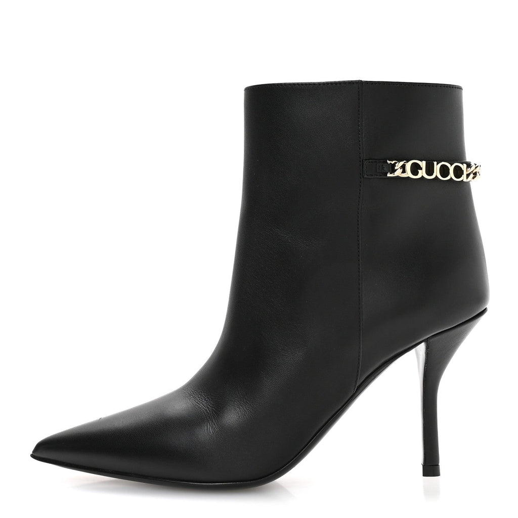 Gucci Calfskin Signoria Ankle Boots 36 Black