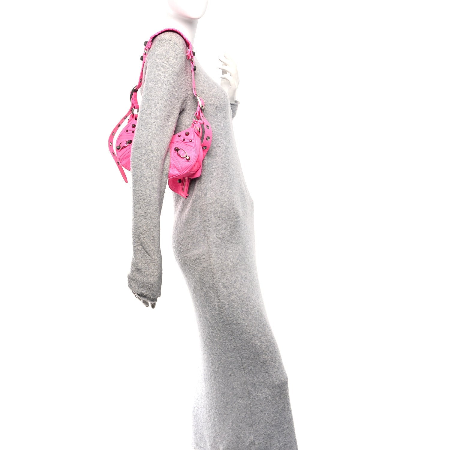Balenciaga Agneau Arena Le Cagole Shoulder Bag XS Hot Pink