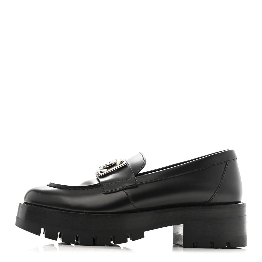 Chanel Calfskin Metal CC Loafers 35 Black