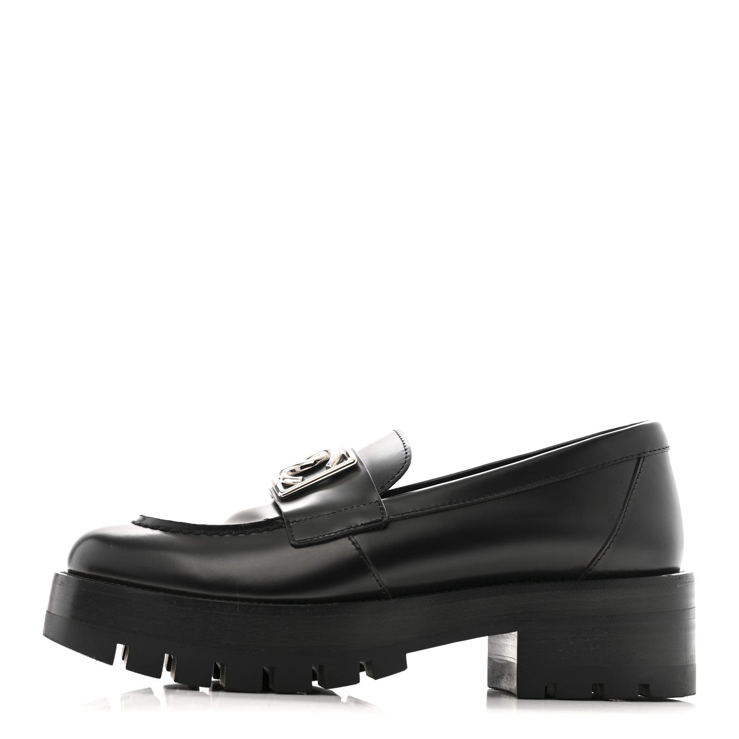 Chanel Calfskin Metal CC Loafers 35 Black