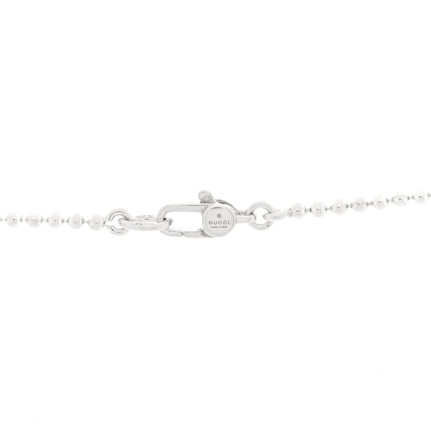 Gucci Sterling Silver Trademark Logo Oval Pendant Necklace