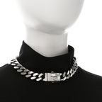 Saint Laurent Metal Curb Chain Necklace Oxidized Silver