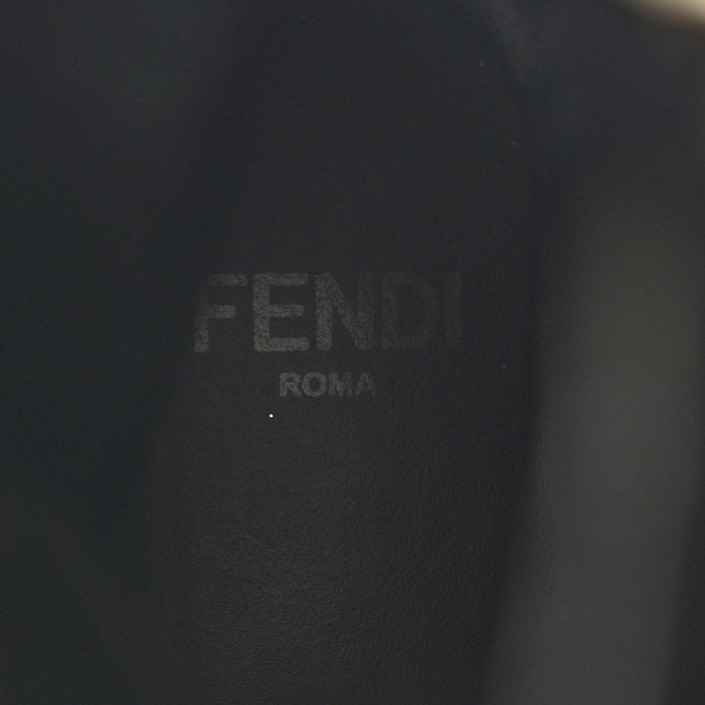 Fendi Calfskin Stretch Fabric Rockoko Biker Boots 36 Tobacco Black Marino