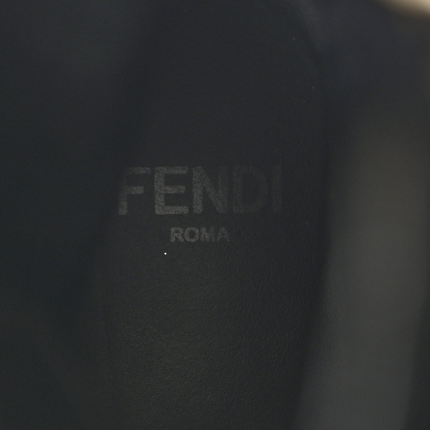 Fendi Calfskin Stretch Fabric Rockoko Biker Boots 36 Tobacco Black Marino