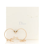 Christian Dior Metal Crystal Butterfly Logo Hoop Earrings Gold